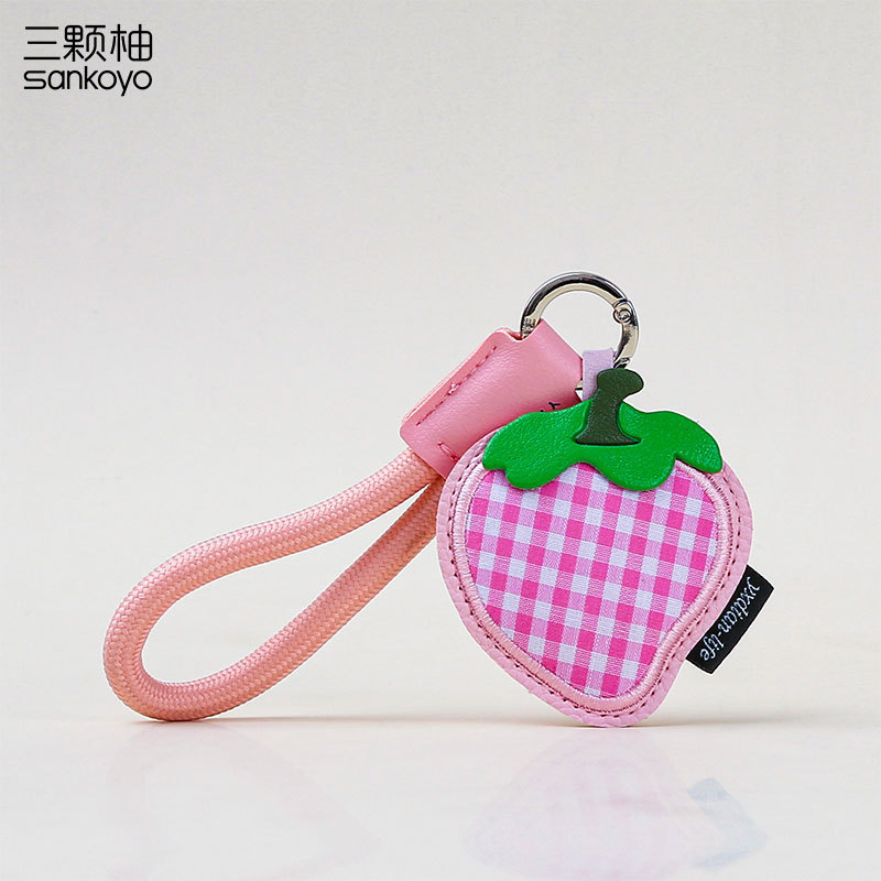 New Leather Fabric Fruit Keychain Cute Cartoon Leather Apple Exquisite Light Luxury Bag Pendant Gift