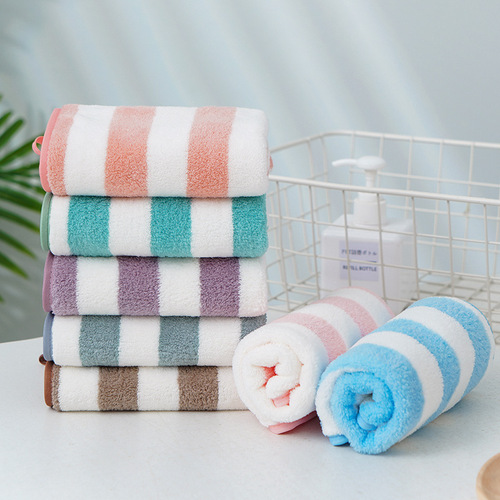 Coral velvet wide strip small towel, water-absorbent soft facial and bathing towel for children, soft and non shedding, logo available