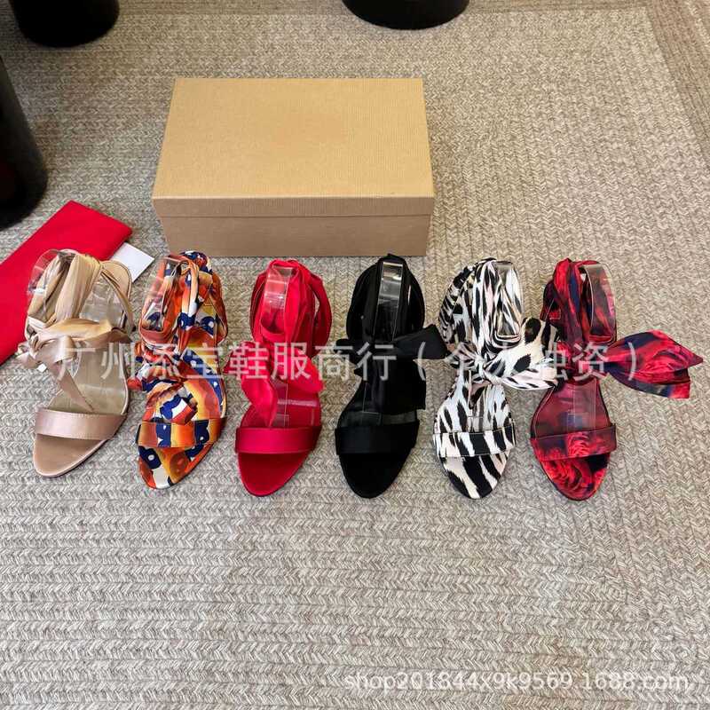 High-End Silk Red-Soled Shoes with a Fashionable and Elegant Look, Thin High Heels, One-Strap Satin Bow Tie Fashion Women's Shoes