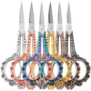 European Style Home Scissors Decorative Scissors Stainless Steel Thread Cutters Classical Plum Blossom Scissors Handmade Vintage Small Scissors Wedding Scissors