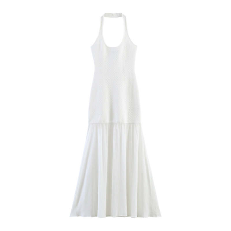 Unizera Women's Clothing 2026 Summer New Fashion Backless Halter Neck Knitted Patchwork Dress 4192070