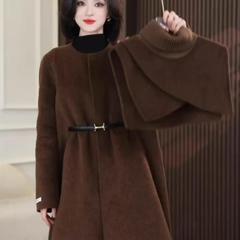 时尚毛呢外套女2025冬季新款洋气宽松感可拆卸斗篷呢子大衣潮