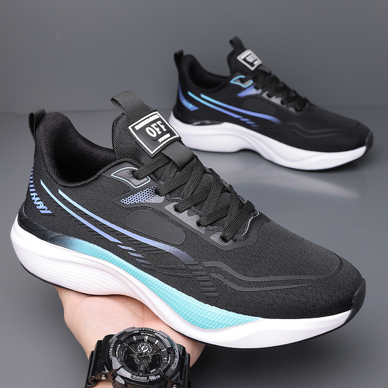 Men's Breathable Running Shoes With Thick Sole And Lace-up Design_voghion.com