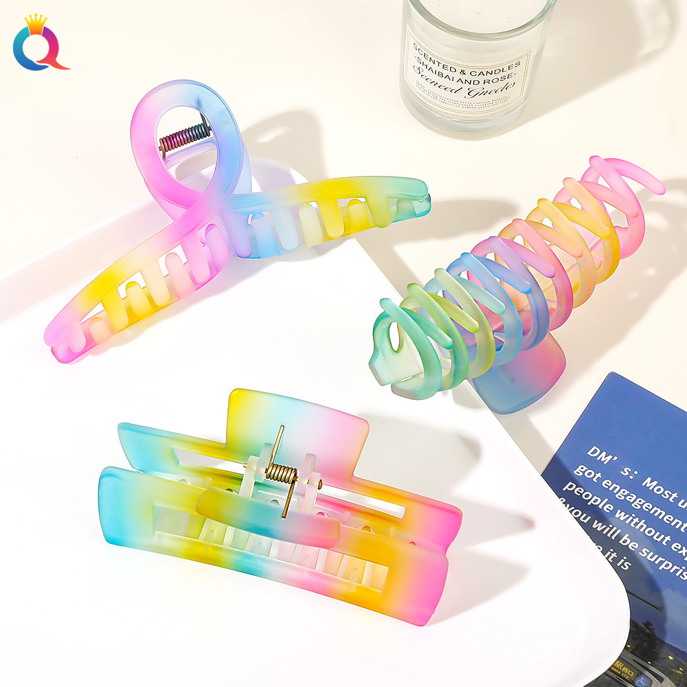 55g Weight Hair Claws Hair Accessories Type 1 Piece Quantity Holiday, Daily Occasion Plastic Material Rainbow Pattern Women's Gender Sweet, Simple Style Style Women's Sweet Simple Style Rainbow Plastic Hair Claws 4