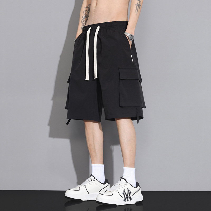 Summer Cargo Shorts Men's Loose Casual Pants Men's Sports Pants Breathable Five-Point Pants Casual Ice Silk Shorts Men