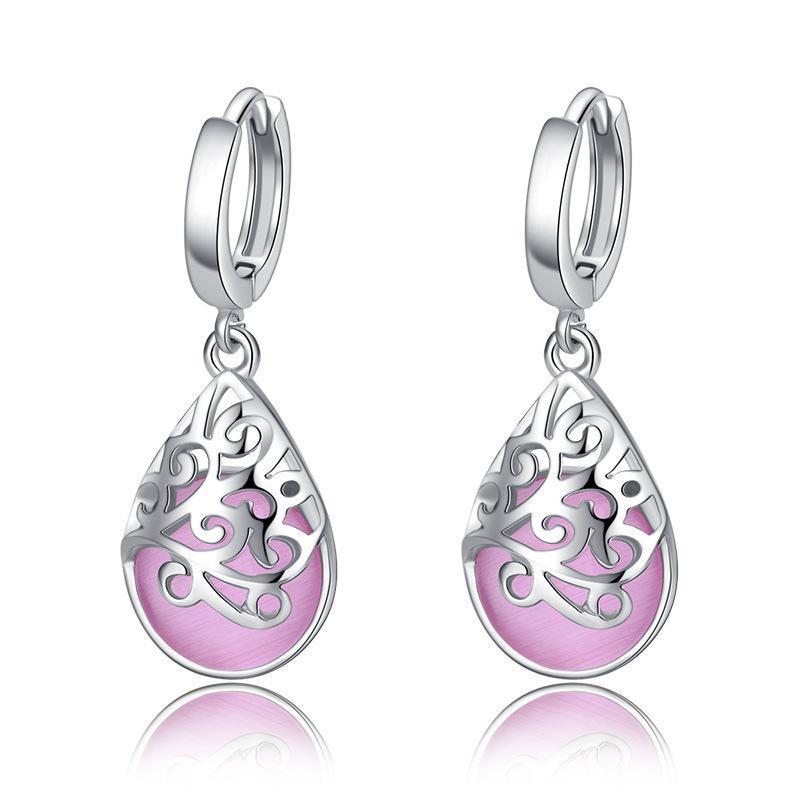 Ethnic Style Flower Alloy Plating Inlay Artificial Gemstones Womenu0027S Drop Earrings 1 Pair