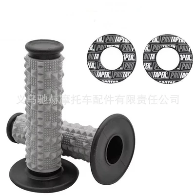 Off-road motorcycle ATV racing modification silicone large-grain anti-slip handlebar grips left and right throttle grips (Motorcycle Handle Cover) - black