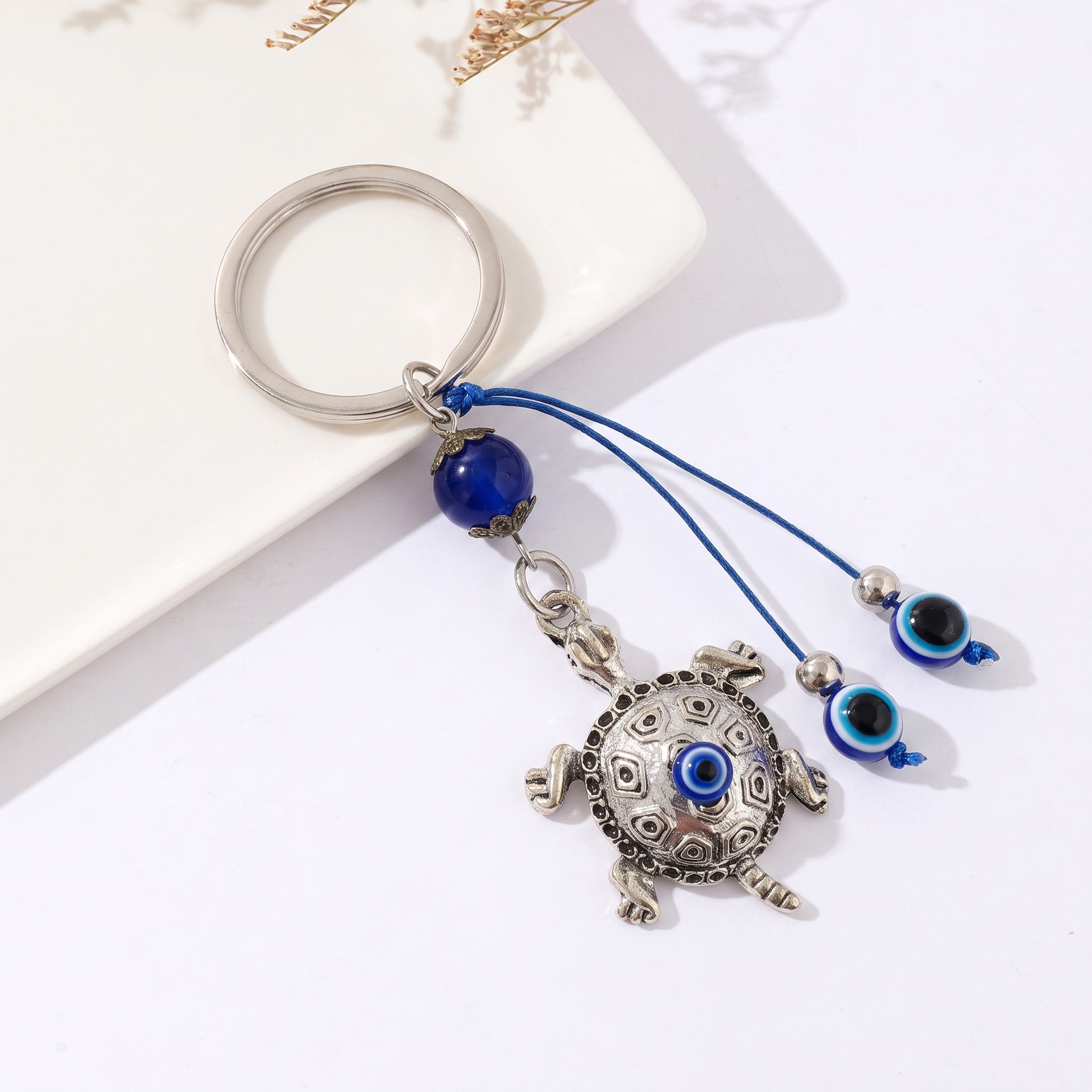 Ojos azules turcos pequeños llaveros de tortuga bolsos de automóviles llaveros accesorios personales pequeños regalos