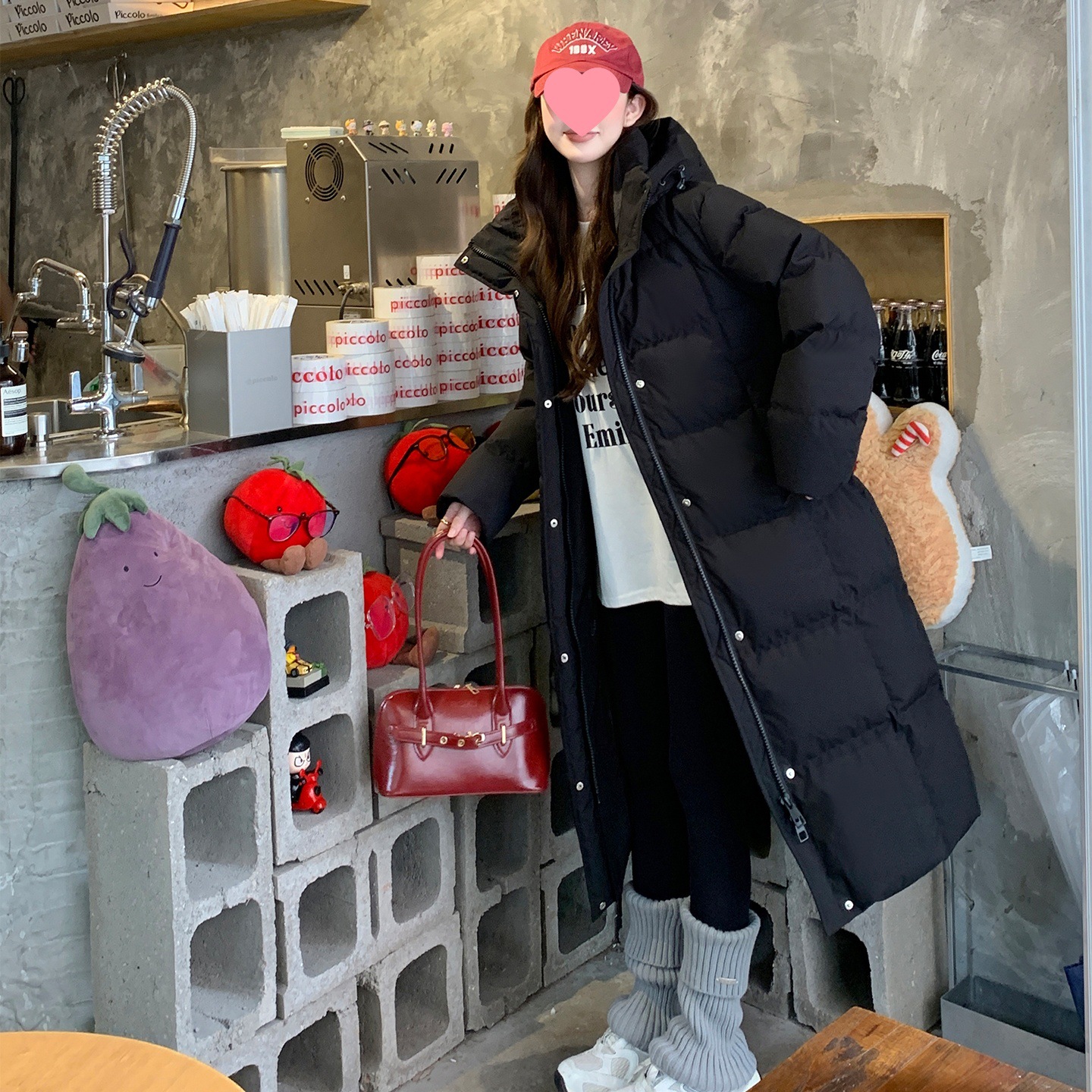 跨境GUJI女装羽绒服女过膝超长冬季加厚5年新宽松情侣外套碧