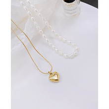 natural freshwater pearl necklace women's fashion barhaoke clavicle chain special-interest design 14k gilded necklace sweater chain undefined