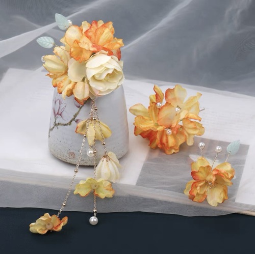 Hanfu silk flower hair accessories cute flower clips ancient-style hairpins children's small flower combs hair decorations vintage hair flowers hair accessories