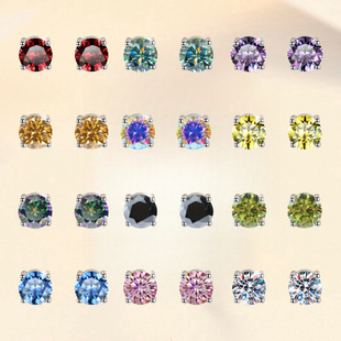 Cross-border hot four-claw earrings 925 sterling silver body silver 1/2/3 karat color simulation moissanite earrings wholesale