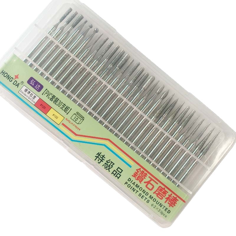 30 agujas de molienda fina agujas de molienda diamante tallado pulido molde de uñas recorte 30 varillas de molienda traje hongda