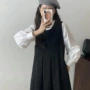 韩国显瘦立领学院风背带裙