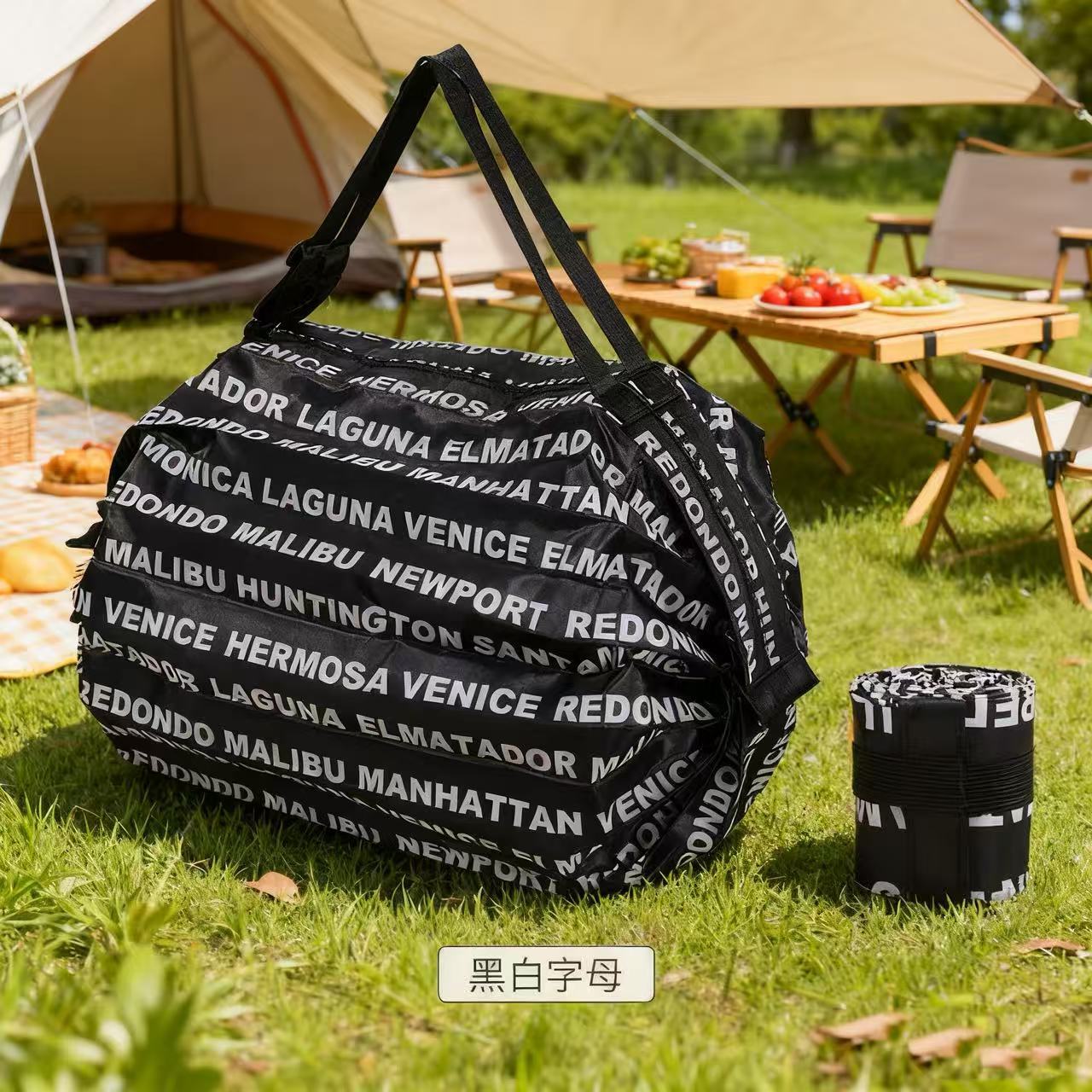 흰색 레터링 접이식 아코디언 백 50*35CM