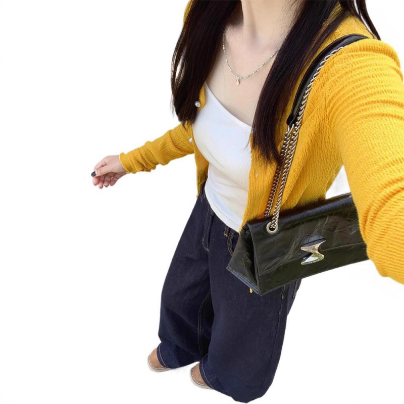 韩系氛围感穿搭黄色圆领长袖开衫女秋装修身显瘦别致针织外套上衣|undefined
