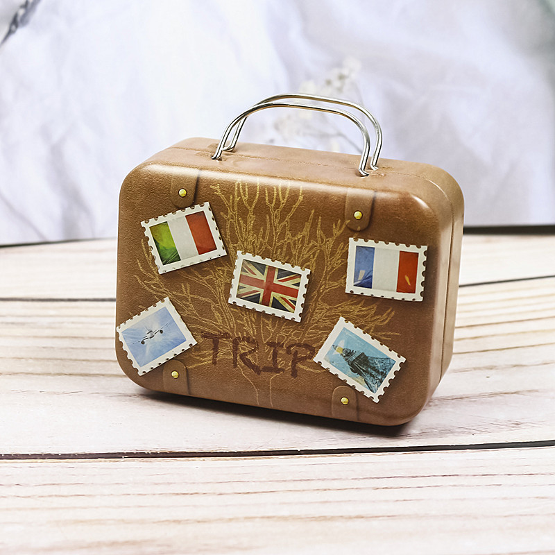 Retro maleta mini maleta caja de hierro caja de dulces monedero caja de monedas de regalo creativo caja de metal caja de embalaje