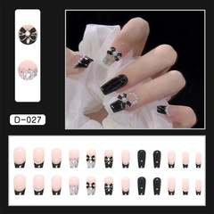 Dark Diamond Wearable Nail Long Pearl Bow Sweet Cool Whitening False Nail Quality Girl Beauty Nail Sheet