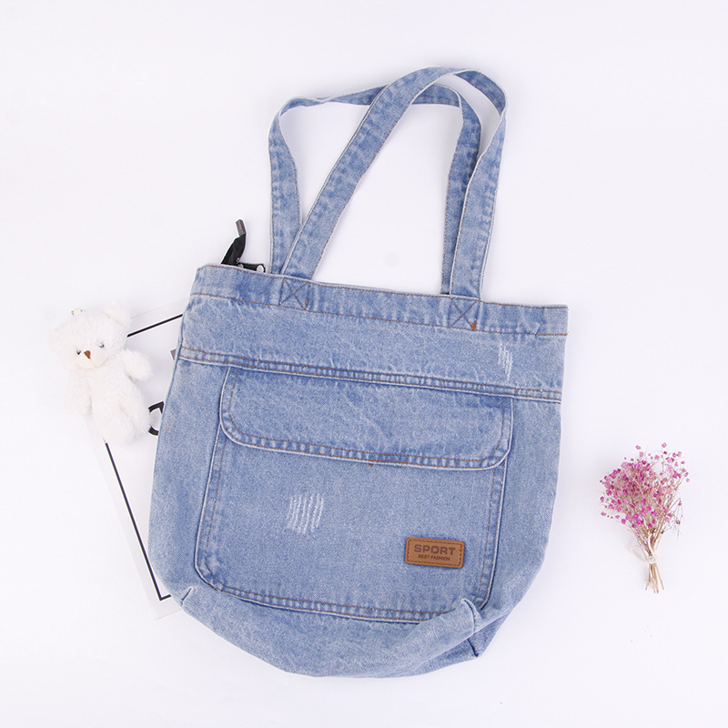 Bolso de hombro nuevo bolso de lona de gran capacidad de moda de mano diagonal bolsa de compras casual y sencilla bolsa de lona vaquero para mujeres