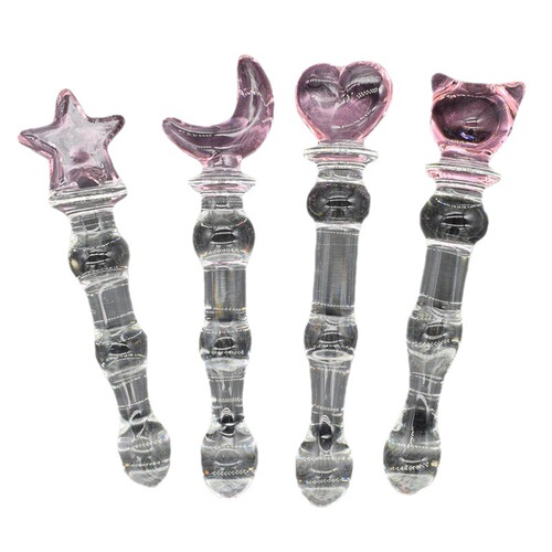Red Star Moon Fairy glass penis anal plug masturbation device simulation adult sex products for women and men