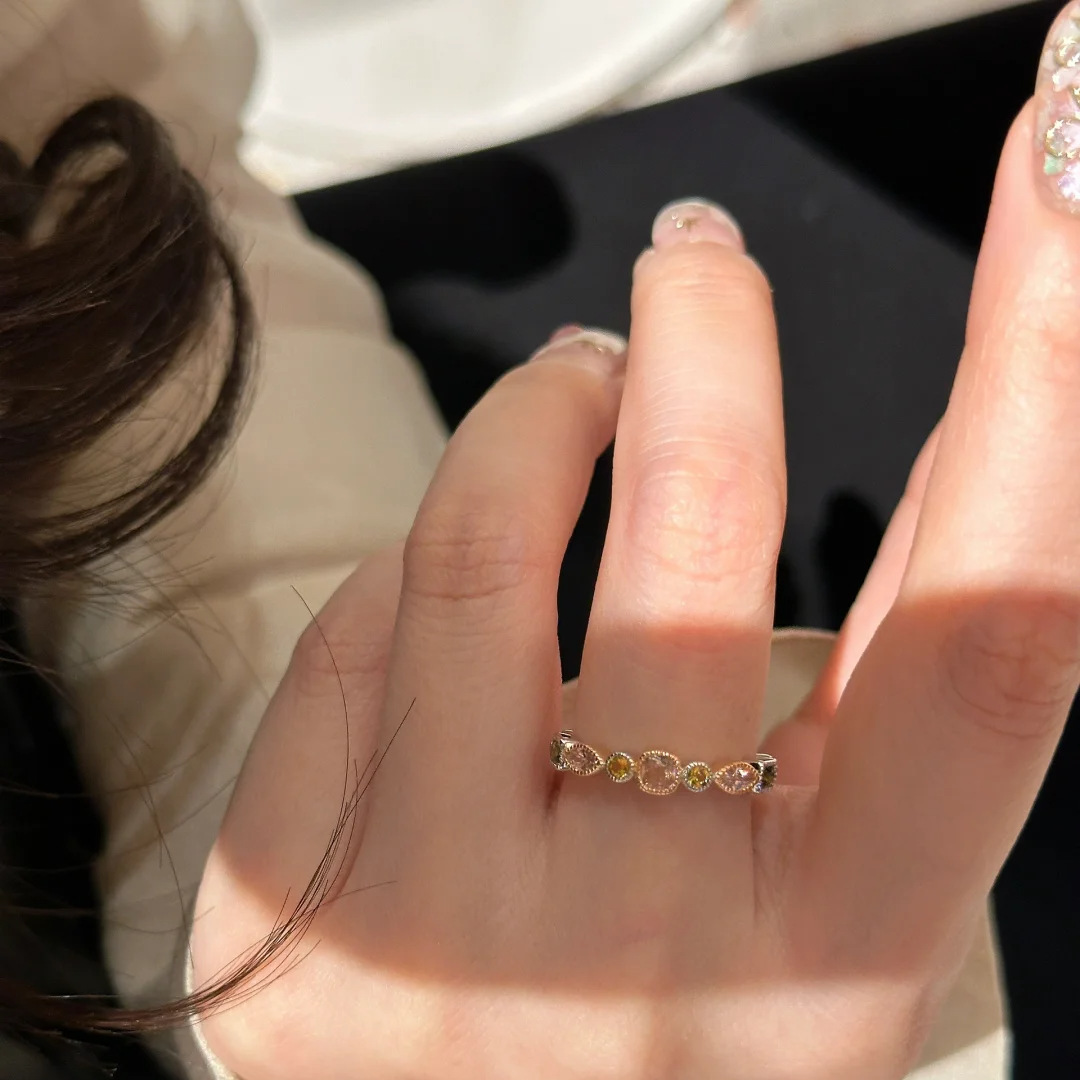 French Style Niche Colored Diamond For Women Unique Fashionable Desin Hih-End Liht Luxury Temperament Open Finer_voghion.com