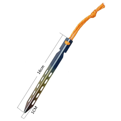 Outdoor Titanium Alloy Tent Nail Awning Canopy Ground Nail V-shaped Ground Nail with Wind Rope Tent Nail Beach Land (Çadırlar) - colorful-v-shaped-ground-nail-belt-rope