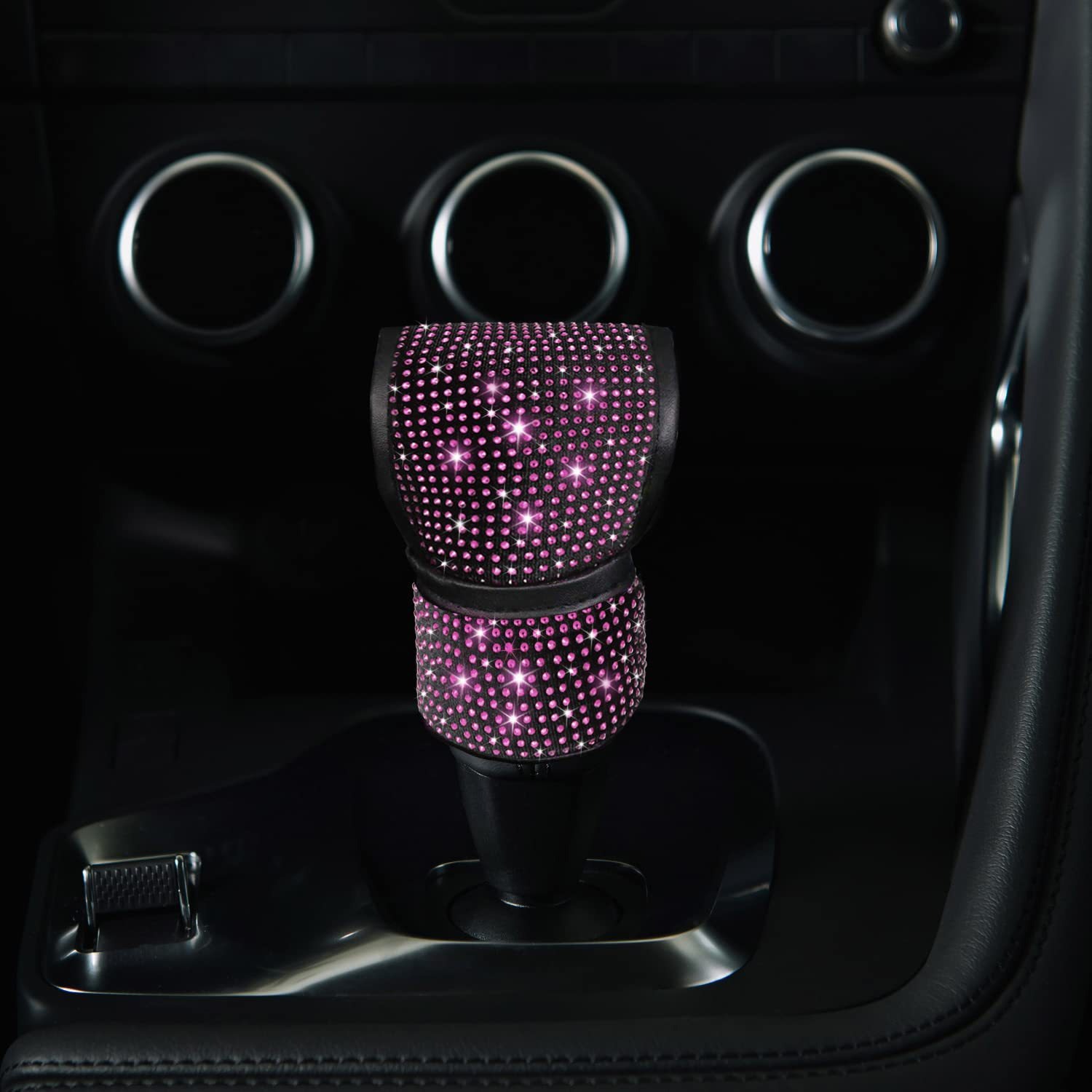 Car Steering Wheel Cover with Hot Diamonds, Full Diamonds, Rhinestone Armrest Box Pad, Gear Handle Cover, Cross-Border Popular Three-Piece Set Wholesale
