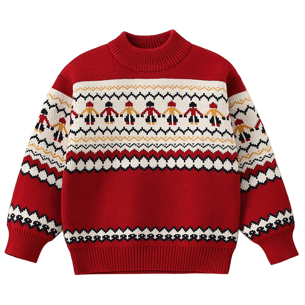Suéter para niñas de otoño e invierno, jacquard grueso, tops para niños de todo fósforo, suéter de base para niñas de estilo occidental, cabello de una pieza