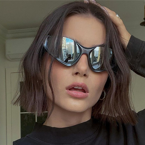 European and American fashion ins cool punk party glasses half-frame Y2K sunglasses for men and women outdoor sports cycling glasses