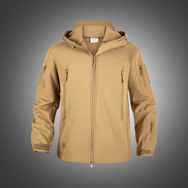 Outdoor Waterproof Soft Shell Top Jacket Jacket Fleece fleece-lined Windproof Thickened Tactical Rusher Camouflage Mountaineering Suit Outdoor Waterproof Soft Shell Top Jacket Jacket Fleece fleece-lined Windproof Thickened Tactical Rusher Camouflage Mountaineering Suit