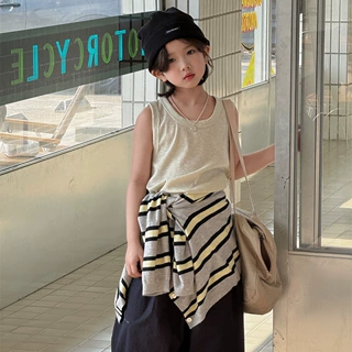 奶酪与喵童装男童背心2026年春款韩版坑条亲肤宽松百搭无袖上衣潮