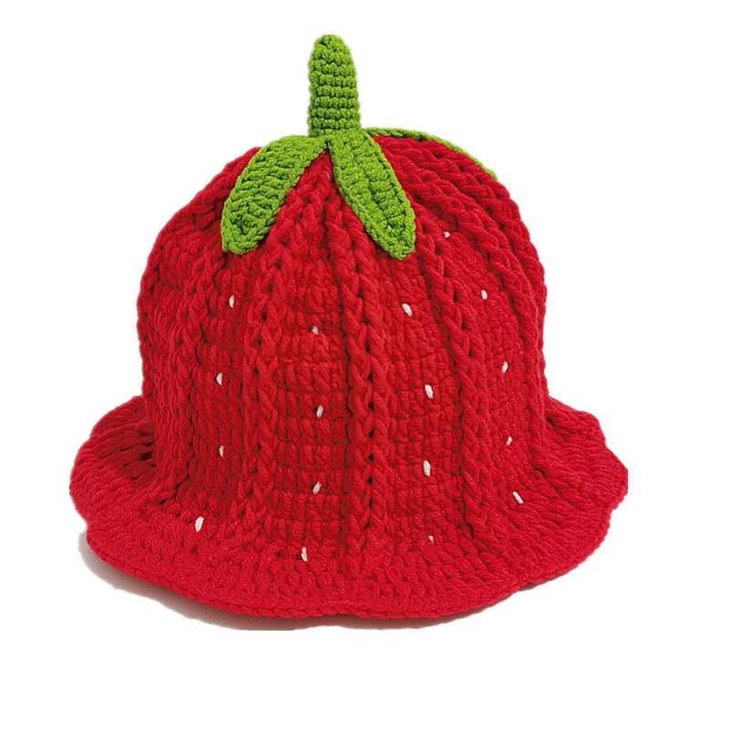 Maglia lavorata all'uncinetto fatta a mano transfrontaliera per donna, autunno e inverno, dolce e carino pescatore di fragole con bordo arricciato_voghion.com