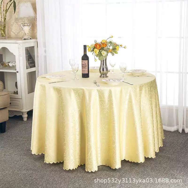 Large round table restaurant tablecloth hotel hotel banquet family can use round wedding European tablecloth table covers cross-border