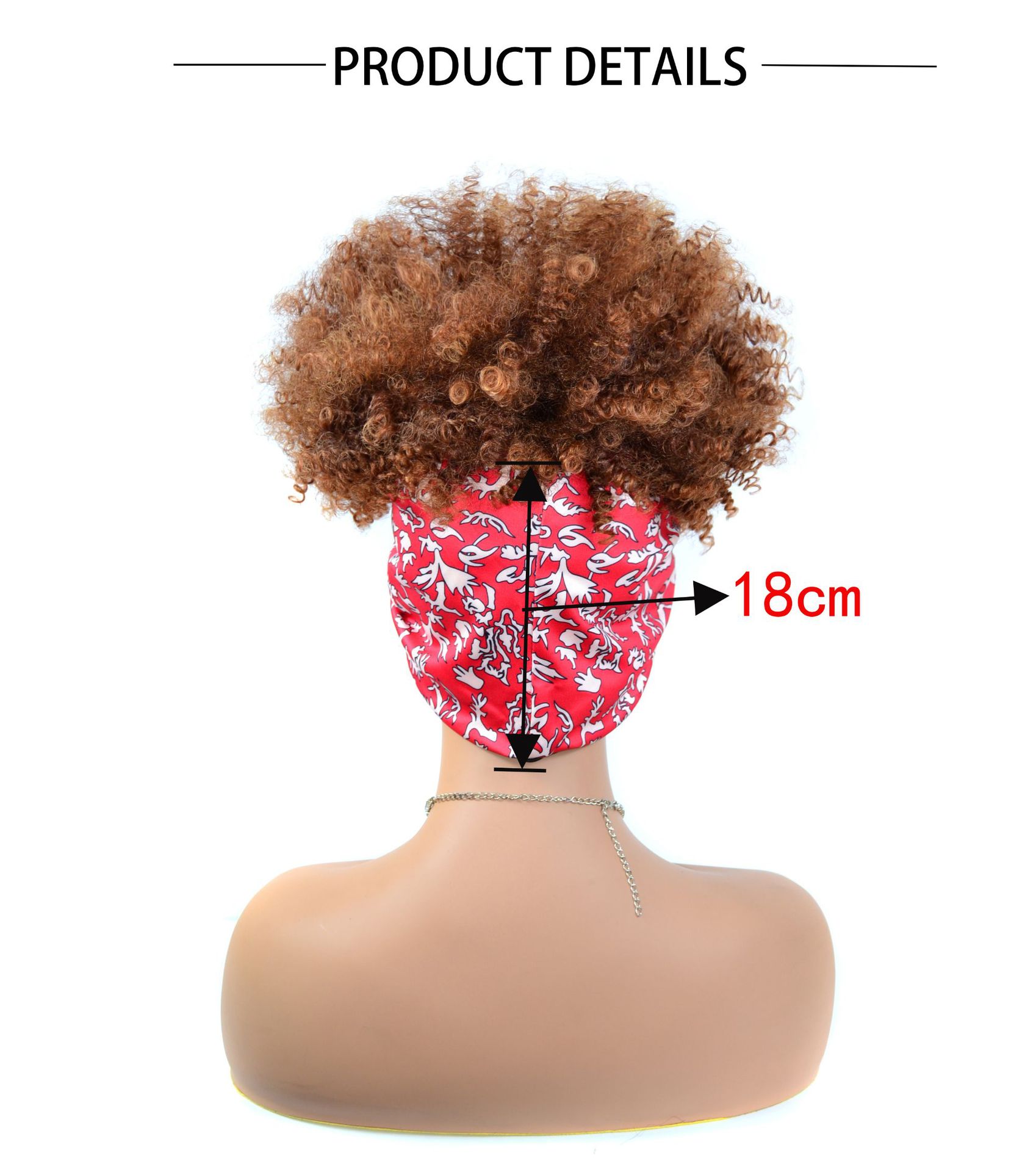 Syntetisk paryk Buet hoved Sort pandebånd parykcover_voghion.com