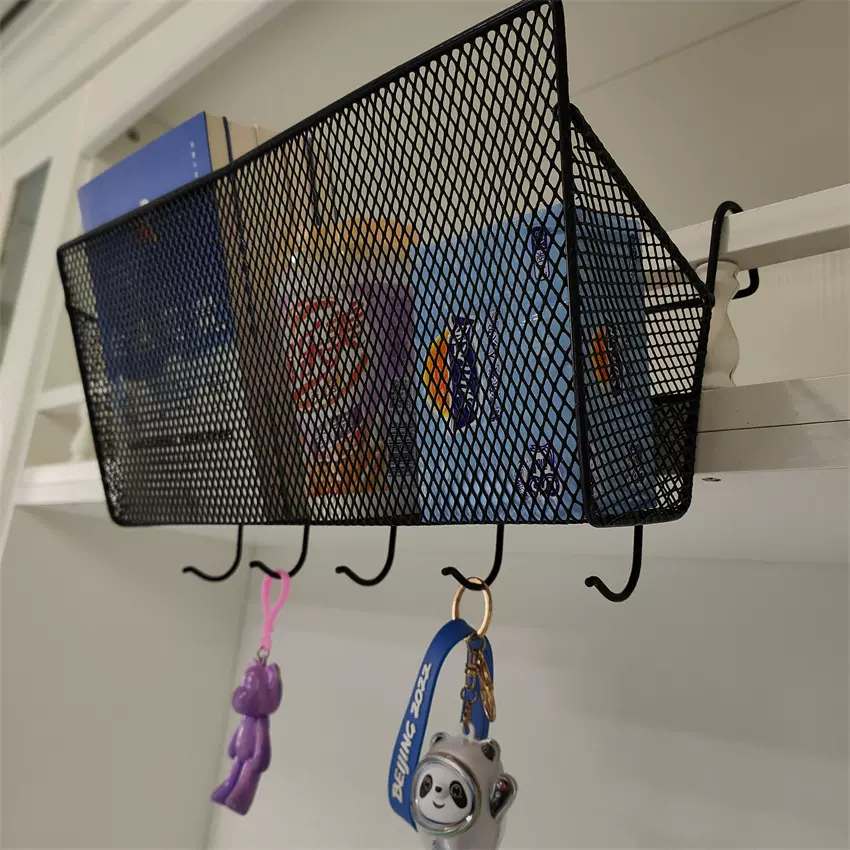 厂家供应床头挂篮挂钩一体置物架宿舍收纳篮床边整理铁挂篮
