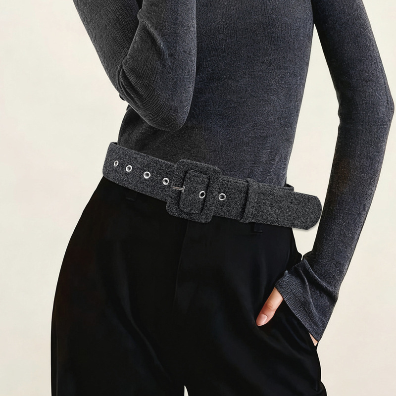 Casual and Fashionable Sweater Belt for Women, Versatile Coat Decoration, Gray Woolen Pin Buckle Belt with Outwear Waist for Autumn and Winter Casual and Fashionable Sweater Belt for Women, Versatile Coat Decoration, Gray Woolen Pin Buckle Belt with Outwear Waist for Autumn and Winter