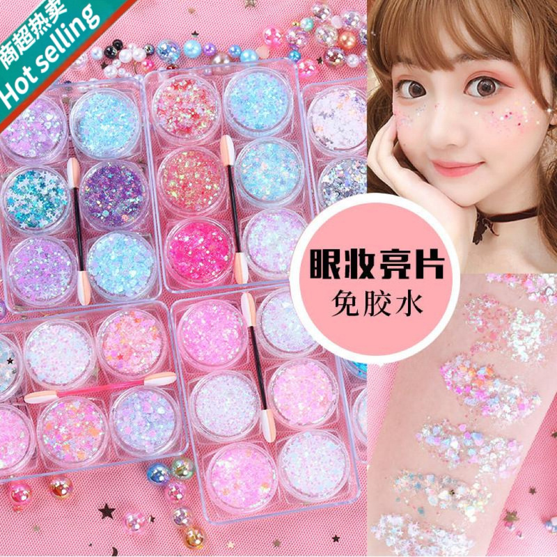 Foreign trade dazzling nail art glitter powder for stage and bar performances, multi-color laser eye makeup, eyeshadow, glue-free glitter Foreign trade dazzling nail art glitter powder for stage and bar performances, multi-color laser eye makeup, eyeshadow, glue-free glitter
