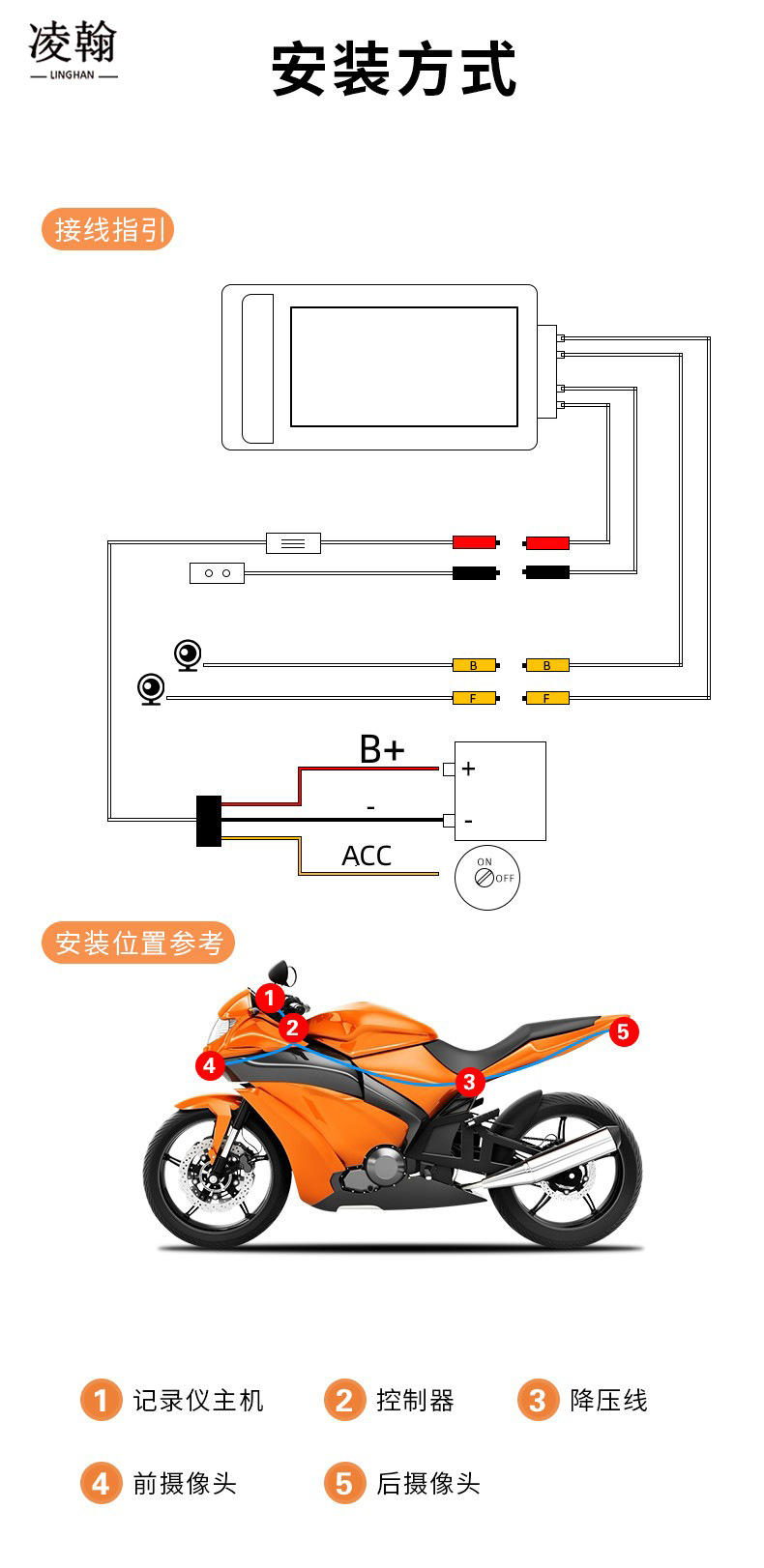 Motorcycle Driving Recorder Monitoring 60 Frame Waterproof and Anti-Shake 2K High-Definition Cycling Motorcycle Navigator Recorder