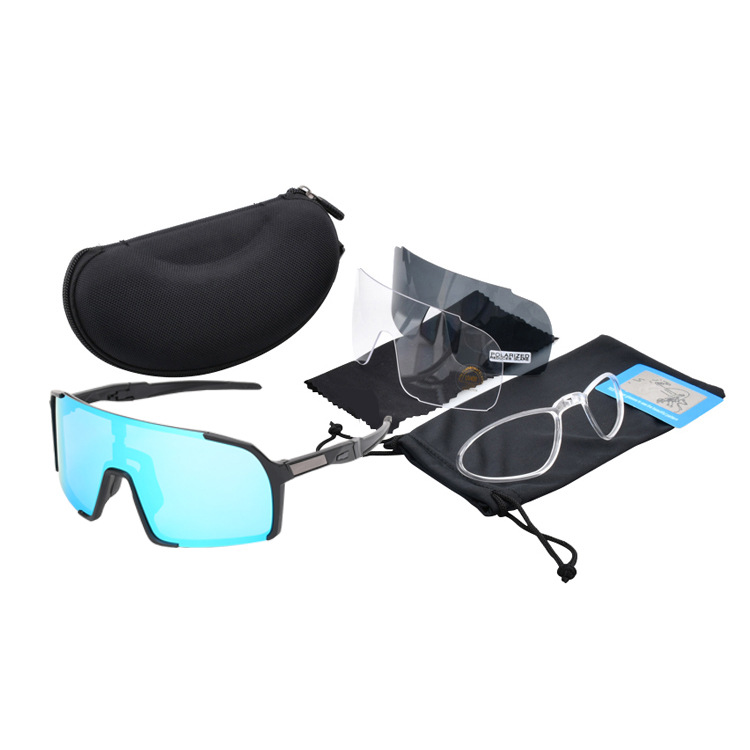 블랙 프레임 검은 다리 꼬리 전체 아이스 블루 리보 필름 (세트: 한 쌍의 안경, 준비 필름: 투명 필름, 회색 필름, 안경 케이스, 거울 천 가방, 거울 천 및 편광 테스트 카드)