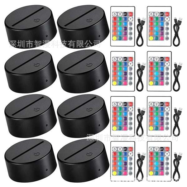 Transfronterizo nuevo exótico 3D luz de la noche titular USB Toque control Remoto colorido luz de la noche lámpara de mesa de acrílico combinación base
