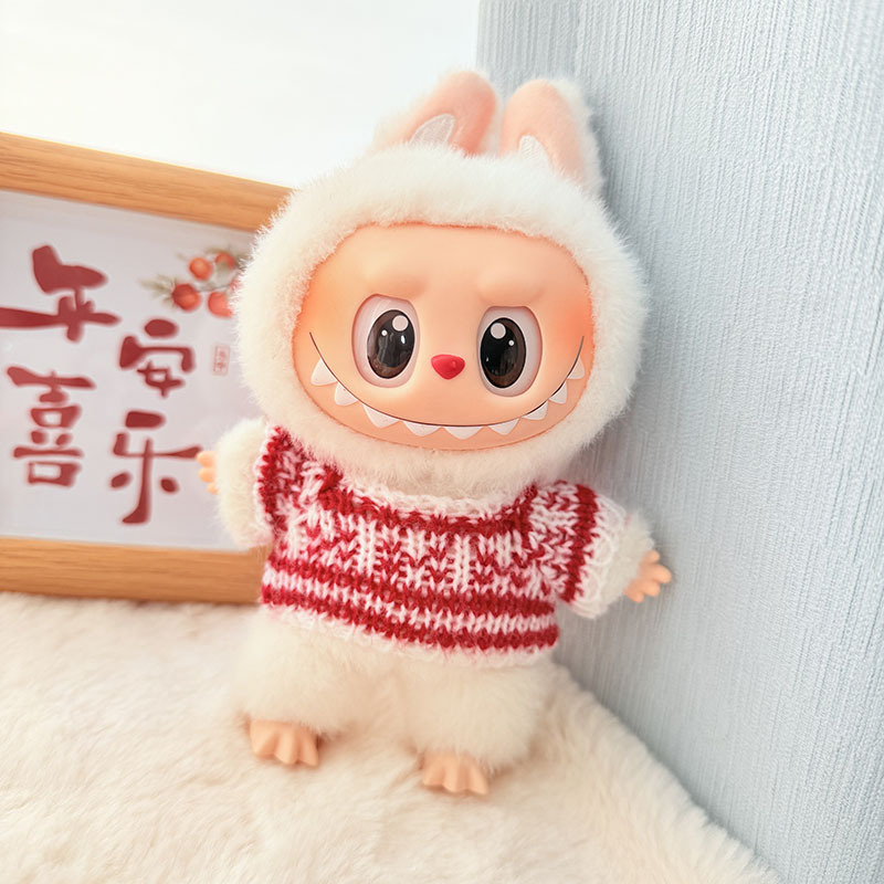 Solo ropa] Llavero de primera y segunda generación Labubu colgante de ropa Rabubu ropa de bebé suéter de punto traje de sombrero