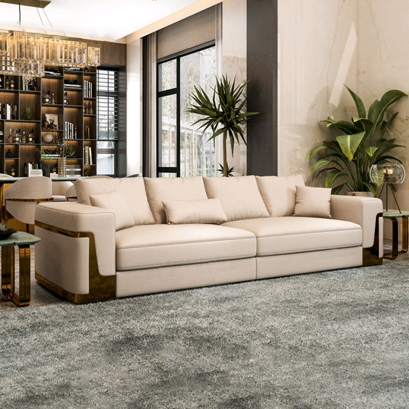 意大利別墅樣板房大戶型客廳沙發意式極簡現代輕奢真皮沙發組合