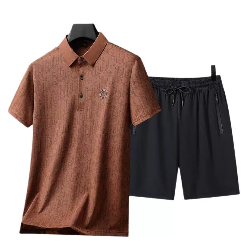 Летняя одежда для мужчин среднего и пожилого возраста для папы 2025, новая футболка на День отца, мужской спортивный костюм с коротким рукавом, комплект из двух предметов для мужчин среднего возраста