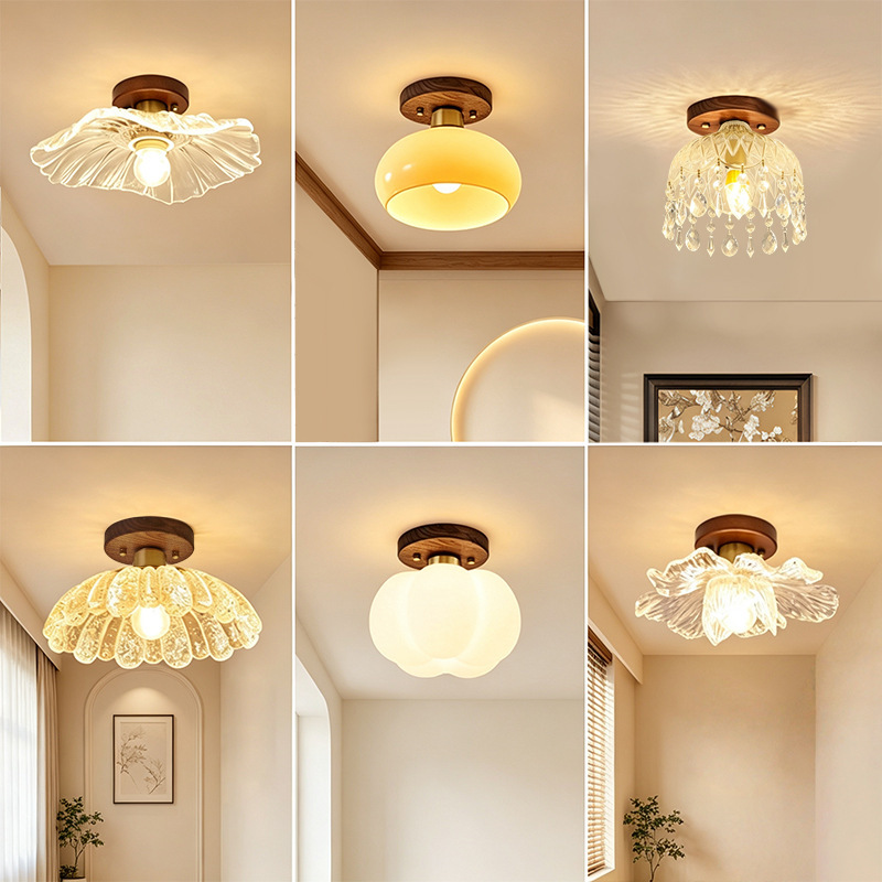 Corridor and Aisle Light in Medieval Wabi-Sabi Style for Entryway, Balcony, Bedroom, and Cloakroom - Creative Glass Ceiling Light P271