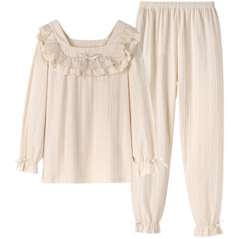 Leche fufu pijamas de manga larga ins estilo primavera y otoño estilo coreano estilo de corte dulce Otoño e Invierno ropa para el hogar pequeño libro rojo mismo estilo