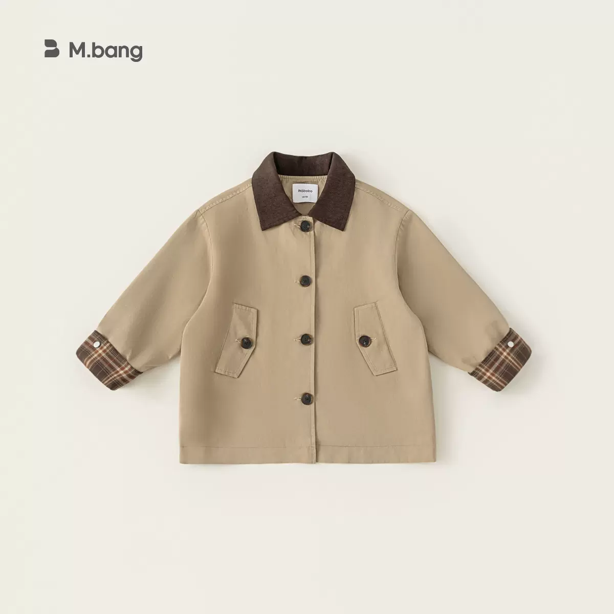 宥宝童装女童外套秋季新款上衣男童秋装中大童女孩洋气翻领风衣