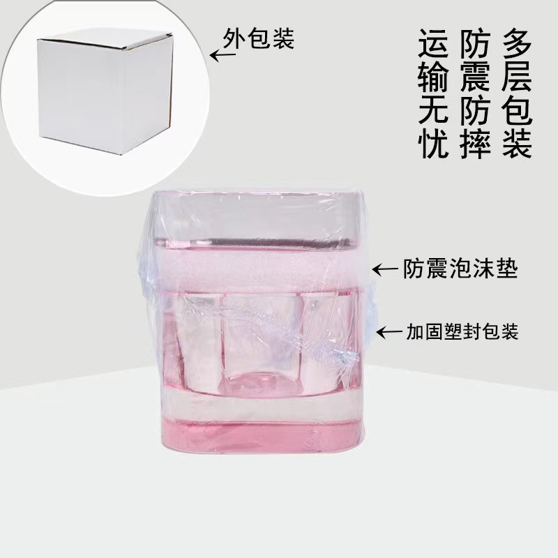 Nuevo tipo de alta calidad engrosado con tapa cuadrada taza de cristal anticolisión taza de lavado de lápiz de cristal líquido taza de manicuras