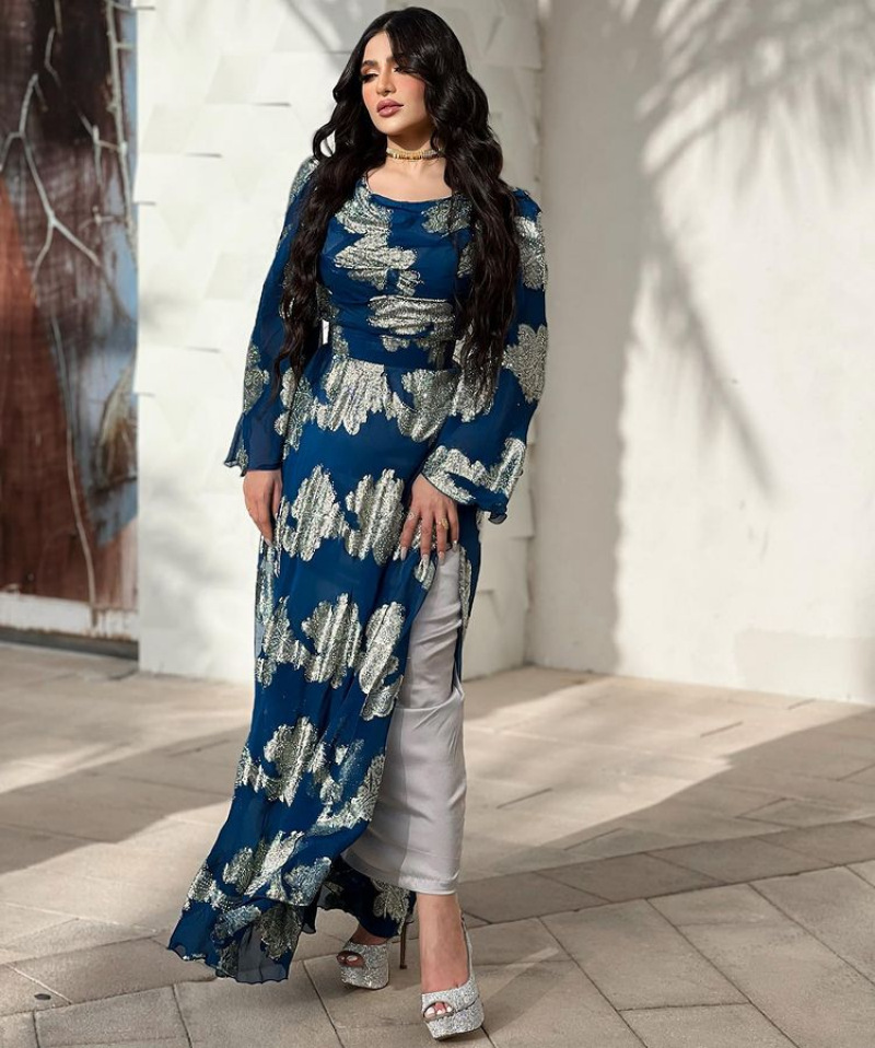 Women's Clothing Sexy Printed Gold Chiffon Ball Dress New Style_voghion.com