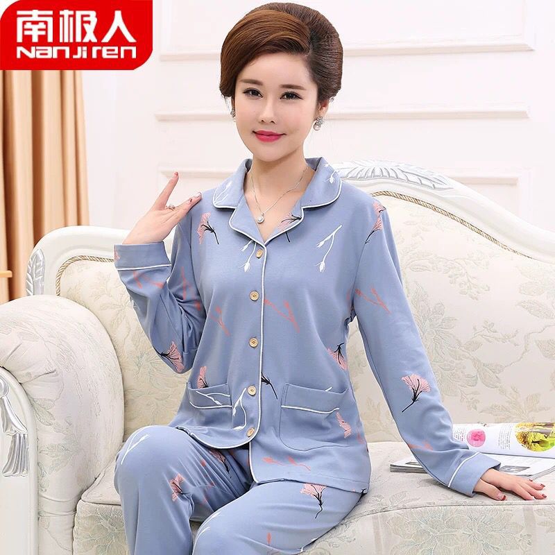 Pijamas de las mujeres 100% algodón primavera y otoño lindo cardigan hebilla cómodo manga larga cardigan invierno homewear traje