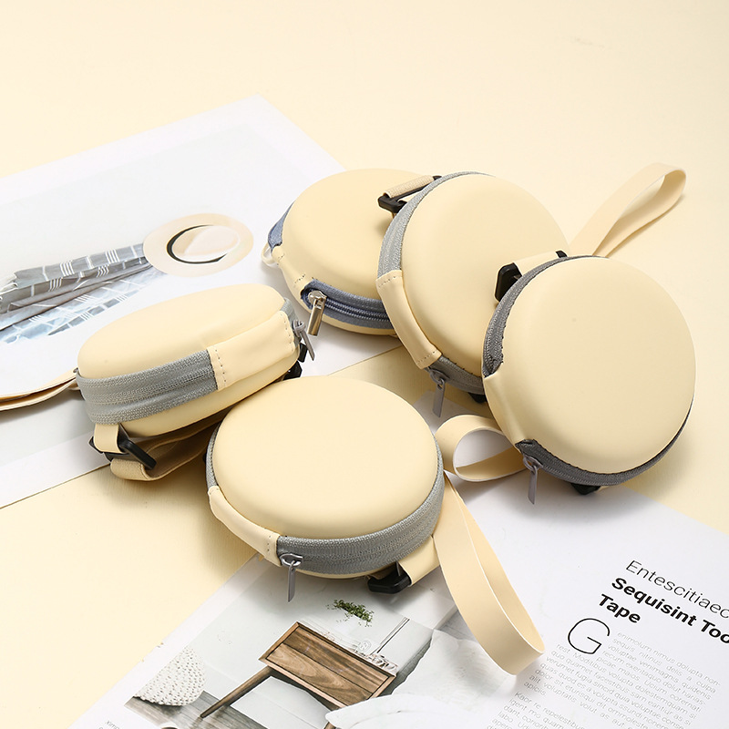 折叠眼镜盒焦夏墨镜圆形眼镜盒收纳包拉链软包便携袋皮质太阳镜盒